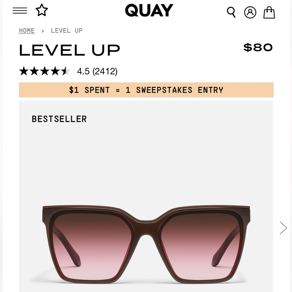 Quay Australia Level Up Brown Frame Sunglasses with Pink Gradient Lenses